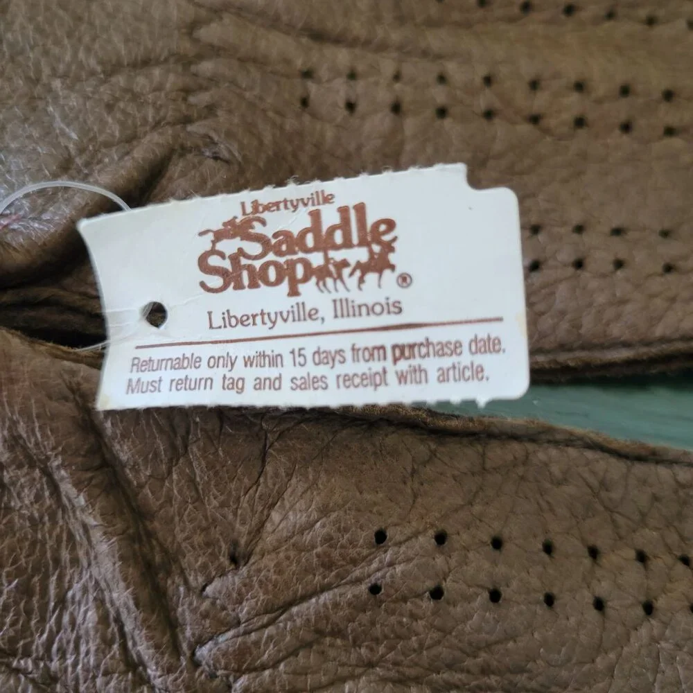Edwards Marks Genuine Pigskin‎ Leather Gloves Size 6 1/2 Brown Perforated Design